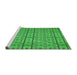 Sideview of Machine Washable Transitional Neon Green Rug, wshpat2383grn