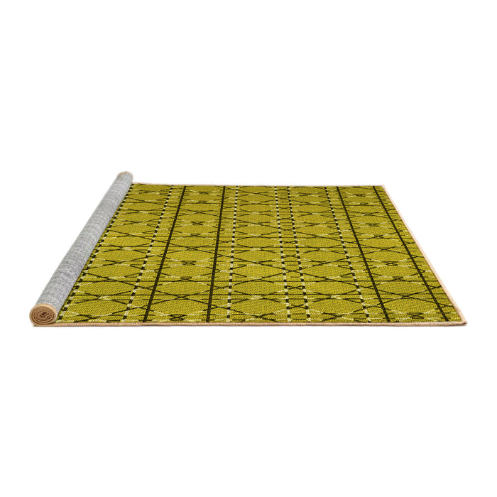 Sideview of Machine Washable Transitional Dark Yellow Green Rug, wshpat2383yw
