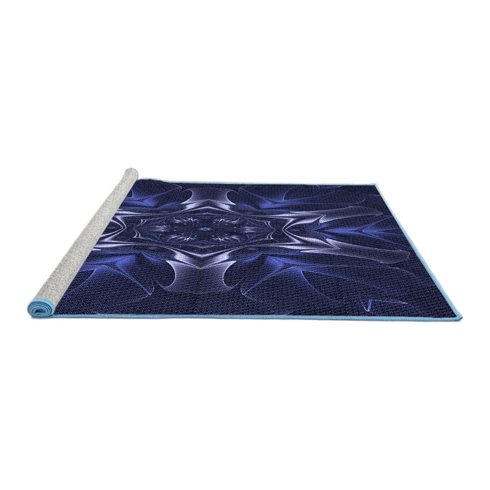Sideview of Machine Washable Transitional Deep Periwinkle Purple Rug, wshpat2384blu