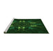 Sideview of Machine Washable Transitional Green Rug, wshpat2384grn