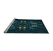 Sideview of Machine Washable Transitional Teal Green Rug, wshpat2384lblu