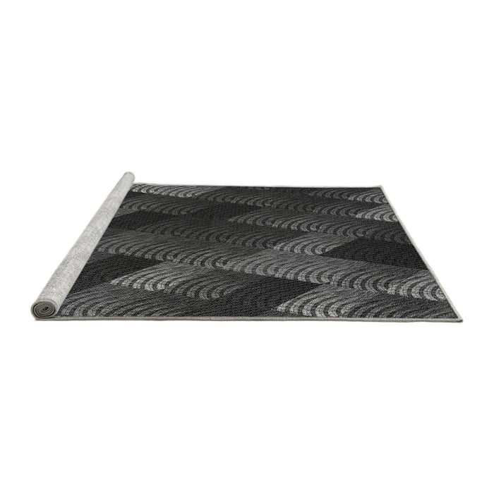 Sideview of Machine Washable Transitional Charcoal Black Rug, wshpat2385gry