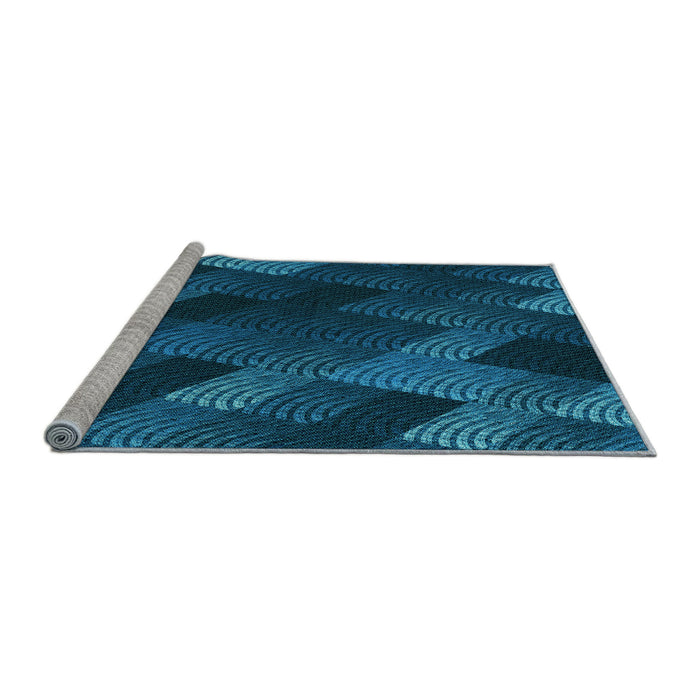 Sideview of Machine Washable Transitional Blue Rug, wshpat2385lblu