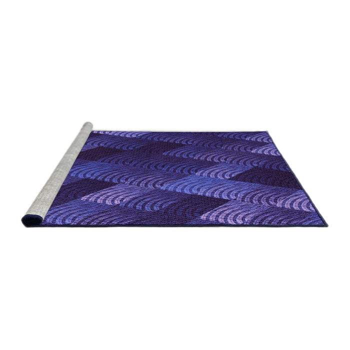 Sideview of Machine Washable Transitional Denim Dark Blue Rug, wshpat2385pur