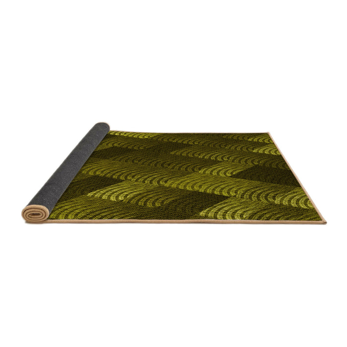 Thickness of Patterned Dark Yellow Green Rug, pat2385yw