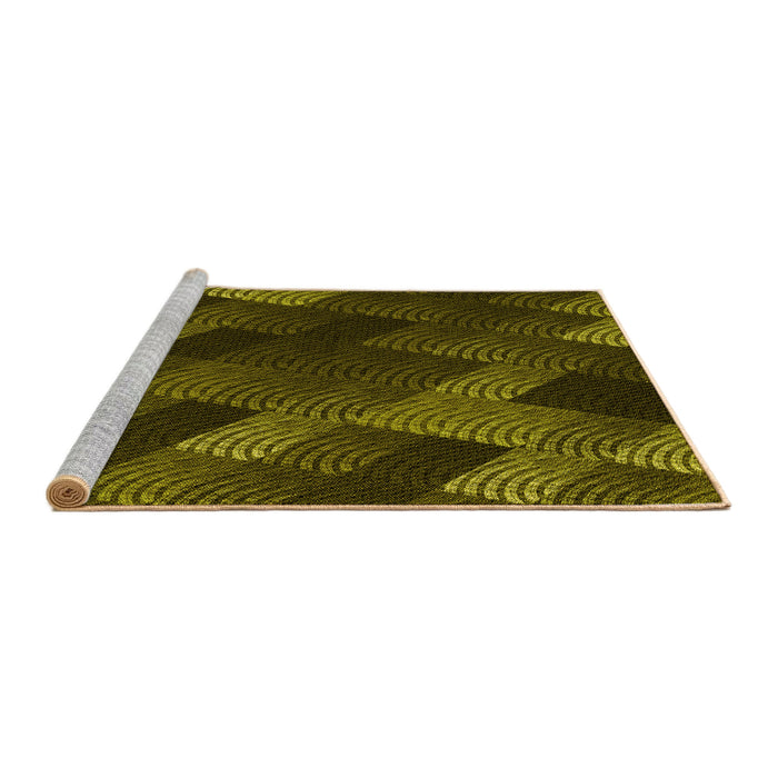 Sideview of Machine Washable Transitional Dark Yellow Green Rug, wshpat2385yw