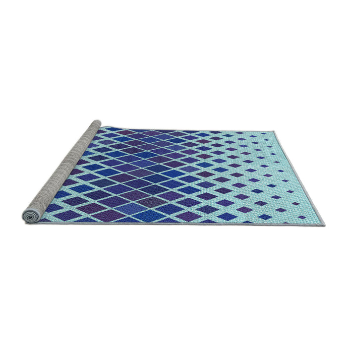 Sideview of Machine Washable Transitional Blue Rug, wshpat2388lblu