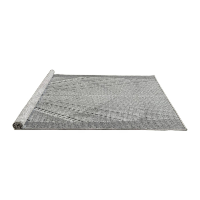 Sideview of Machine Washable Transitional Platinum Silver Gray Rug, wshpat239gry