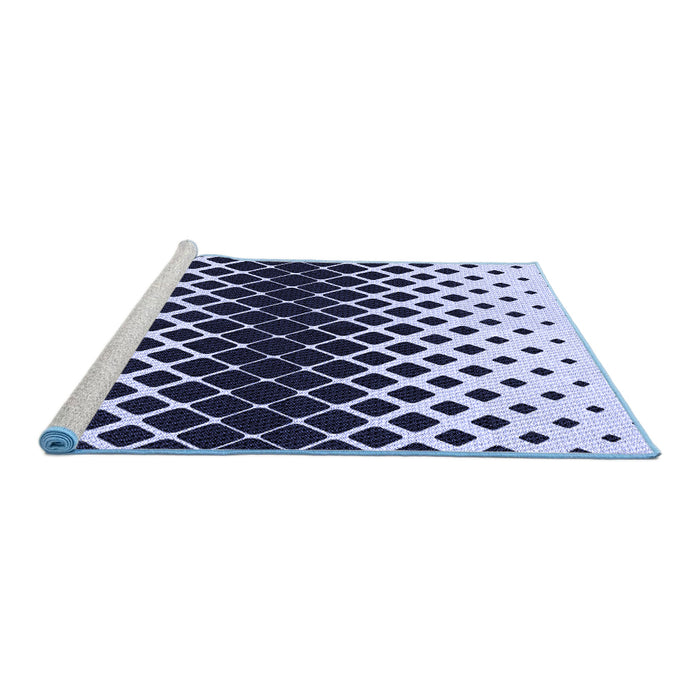 Sideview of Machine Washable Transitional Blue Rug, wshpat2390blu