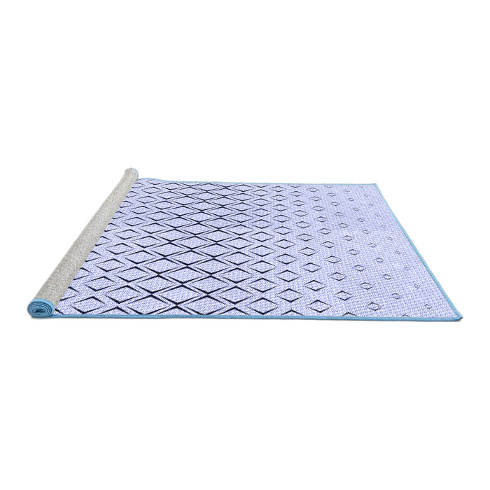Sideview of Machine Washable Transitional Lavender Blue Rug, wshpat2391blu