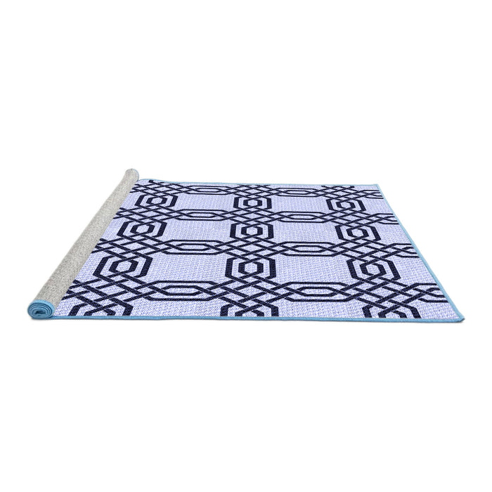 Sideview of Machine Washable Transitional Blue Rug, wshpat2394blu