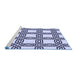 Sideview of Machine Washable Transitional Blue Rug, wshpat2394blu