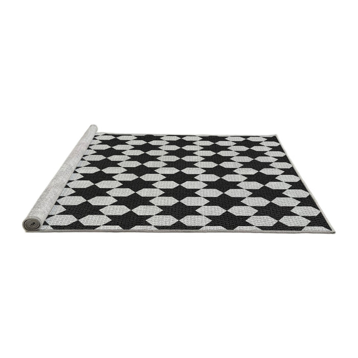 Sideview of Machine Washable Transitional Charcoal Black Rug, wshpat2395gry