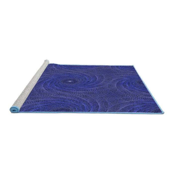 Sideview of Machine Washable Transitional Denim Dark Blue Rug, wshpat2396blu