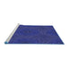 Sideview of Machine Washable Transitional Denim Dark Blue Rug, wshpat2396blu