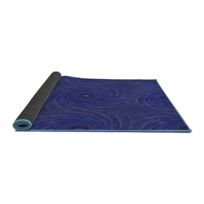 Thickness of Patterned Denim Dark Blue Rug, pat2396blu