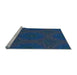 Sideview of Machine Washable Transitional Blue Rug, wshpat2396lblu