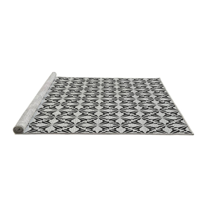 Sideview of Machine Washable Transitional Platinum Gray Rug, wshpat2397gry