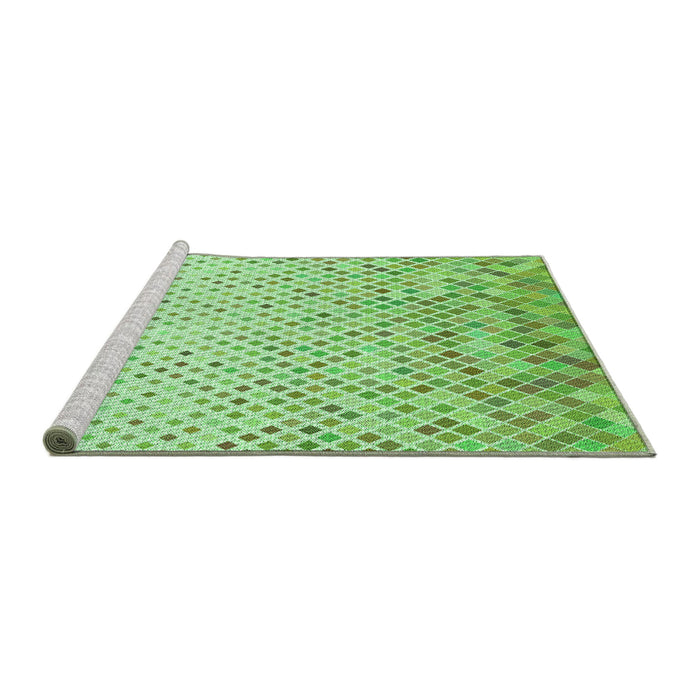 Sideview of Machine Washable Transitional Green Rug, wshpat2398grn