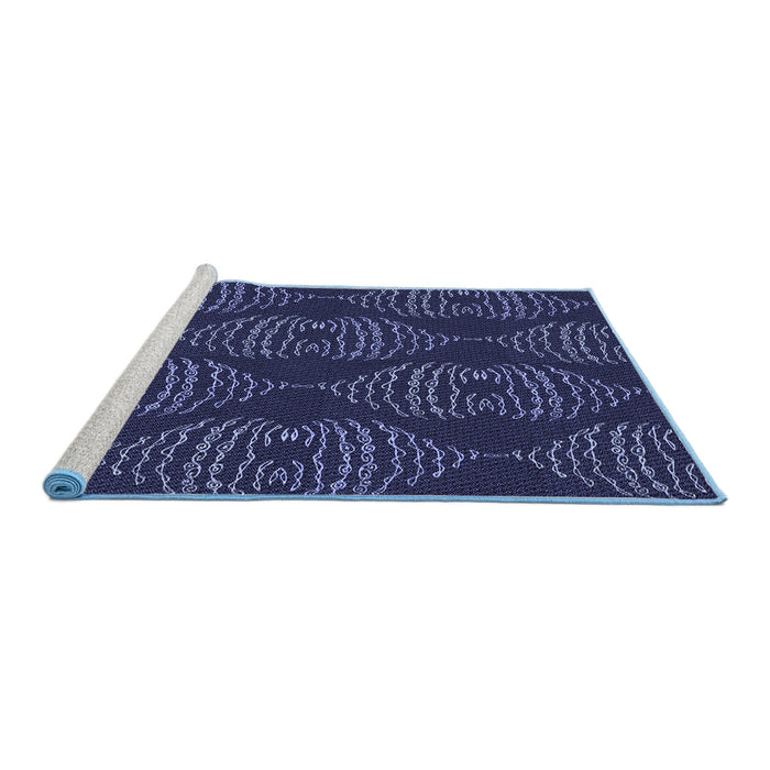 Sideview of Machine Washable Transitional Night Blue Rug, wshpat2400blu