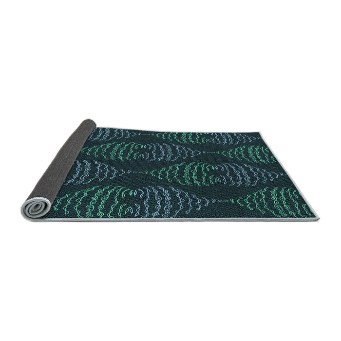 Thickness of Patterned Deep Teal Green Rug, pat2400lblu
