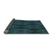 Thickness of Patterned Deep Teal Green Rug, pat2400lblu