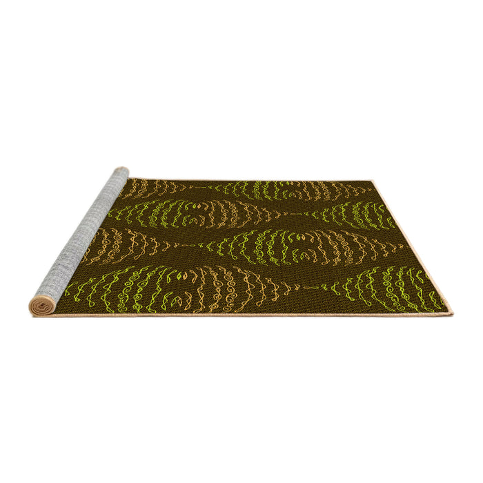Sideview of Machine Washable Transitional Dark Yellow Green Rug, wshpat2400yw