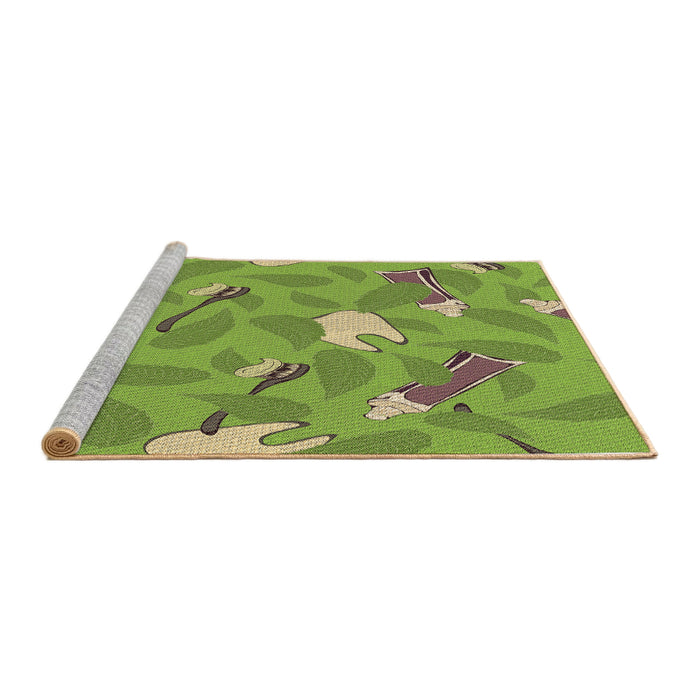 Sideview of Machine Washable Transitional Pistachio Green Rug, wshpat2401brn