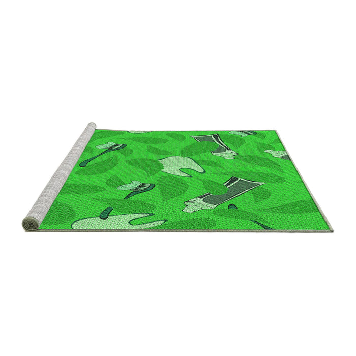 Sideview of Machine Washable Transitional Lime Green Rug, wshpat2401grn