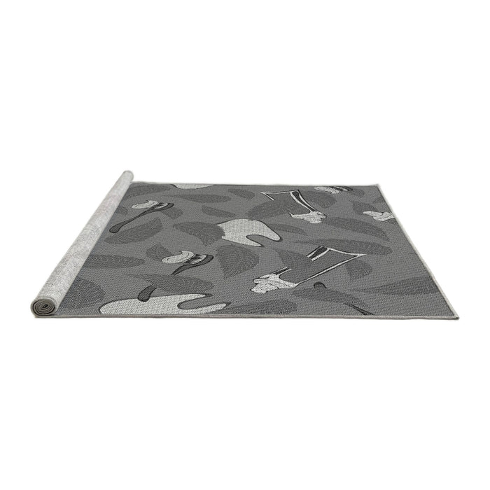Sideview of Machine Washable Transitional Carbon Gray Rug, wshpat2401gry