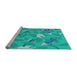 Sideview of Machine Washable Transitional Dark Turquoise Green Rug, wshpat2401lblu