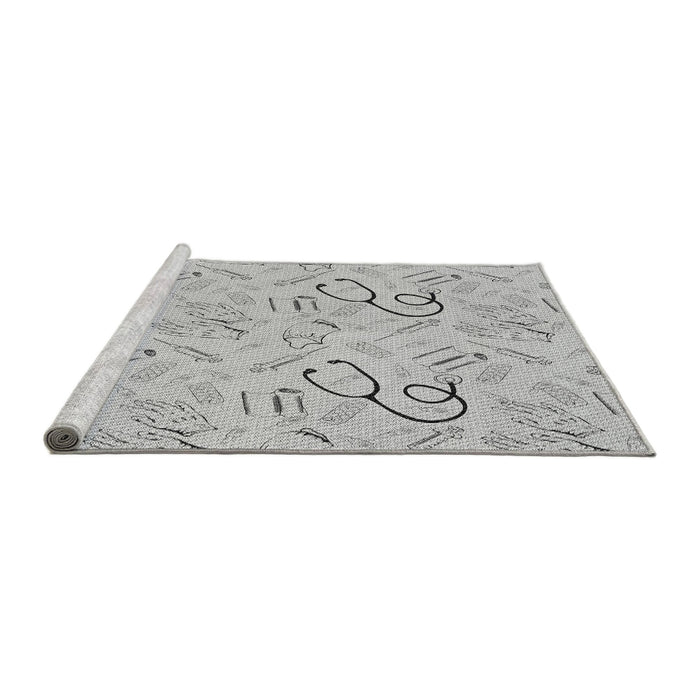 Sideview of Machine Washable Transitional Gunmetal Gray Rug, wshpat2402gry
