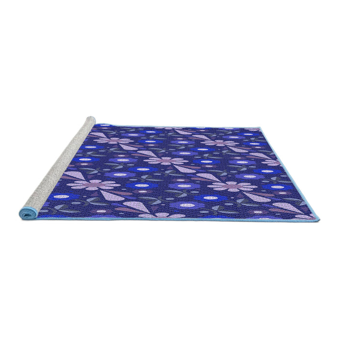 Sideview of Machine Washable Transitional Medium Slate Blue Rug, wshpat2403blu