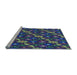 Sideview of Machine Washable Transitional Green Rug, wshpat2403lblu