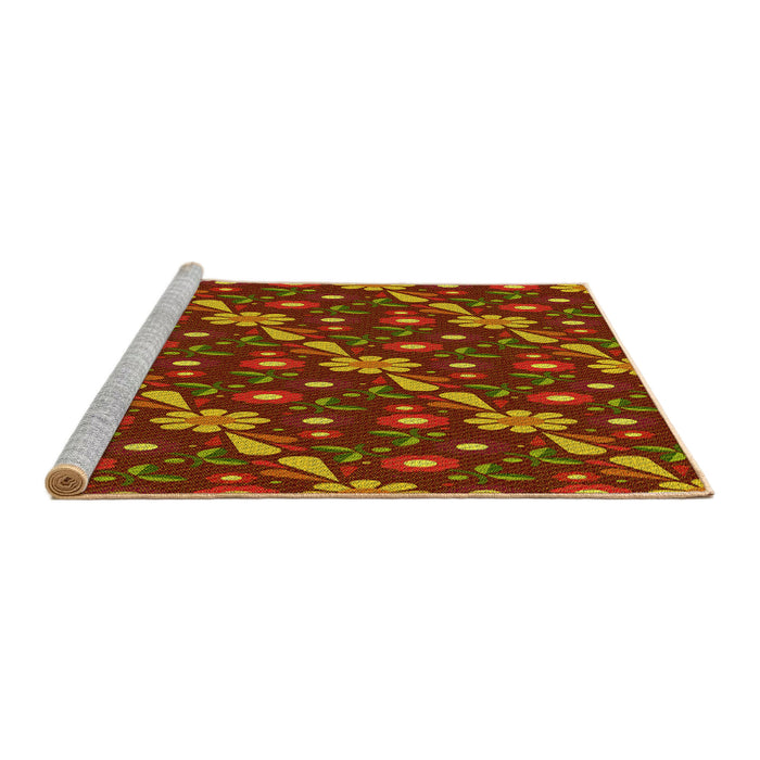 Sideview of Machine Washable Transitional Tomato Red Rug, wshpat2403yw