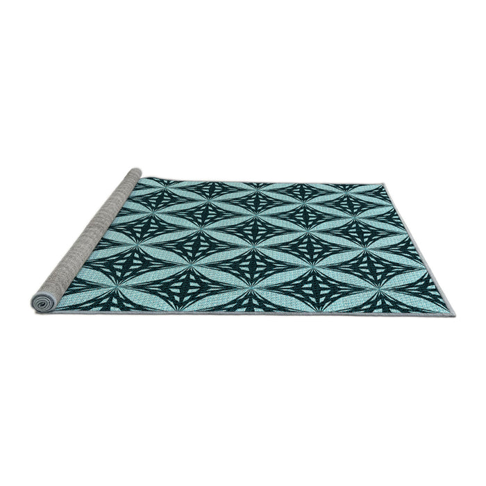 Sideview of Machine Washable Transitional Blue Rug, wshpat2404lblu