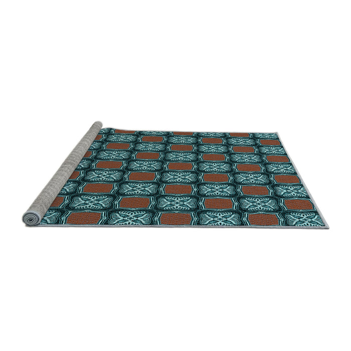 Sideview of Machine Washable Transitional Burgundy Brown Rug, wshpat2409lblu