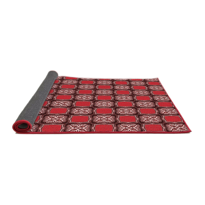 Thickness of Patterned Cranberry Red Rug, pat2409rd