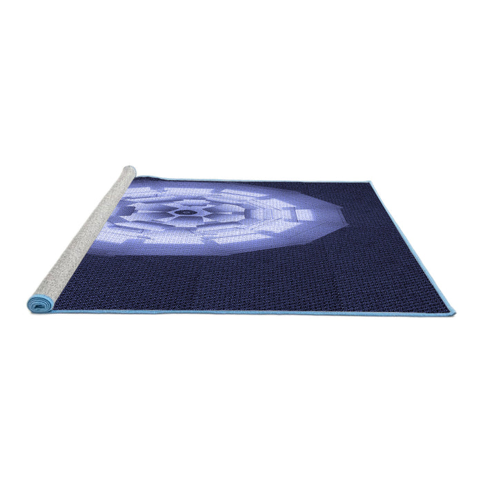 Sideview of Machine Washable Transitional Night Blue Rug, wshpat241blu