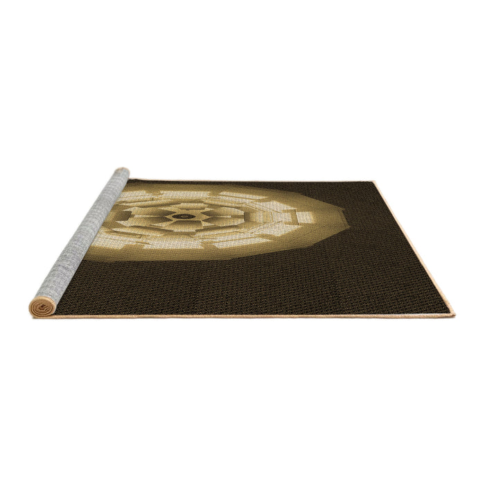 Sideview of Machine Washable Transitional Caramel Brown Rug, wshpat241brn