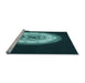 Sideview of Machine Washable Transitional Deep Teal Green Rug, wshpat241lblu