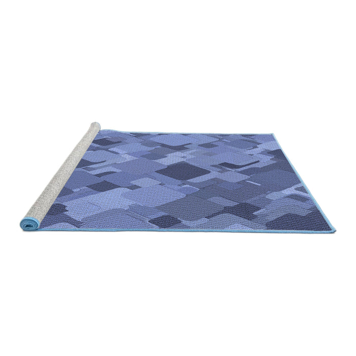 Sideview of Machine Washable Transitional Sky Blue Rug, wshpat2410blu