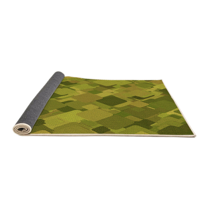 Thickness of Patterned Olive Green Rug, pat2410org