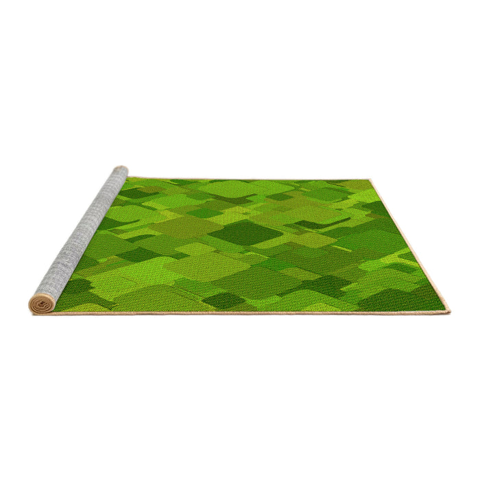 Sideview of Machine Washable Transitional Dark Lime Green Rug, wshpat2410yw