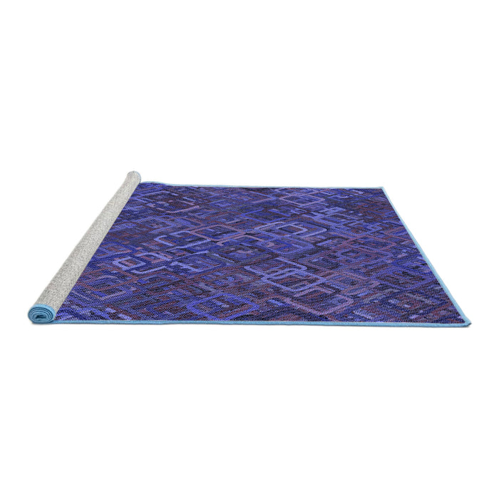 Sideview of Machine Washable Transitional Blue Rug, wshpat2411blu