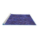 Sideview of Machine Washable Transitional Blue Rug, wshpat2411blu