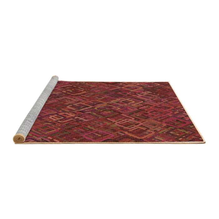 Sideview of Machine Washable Transitional Red Rug, wshpat2411brn