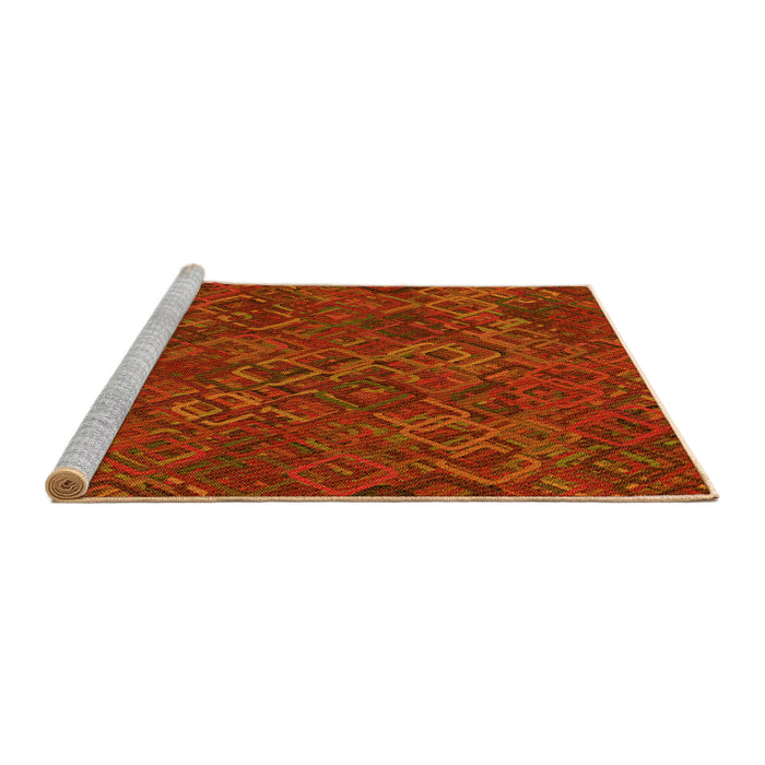Sideview of Machine Washable Transitional Orange Red Orange Rug, wshpat2411yw