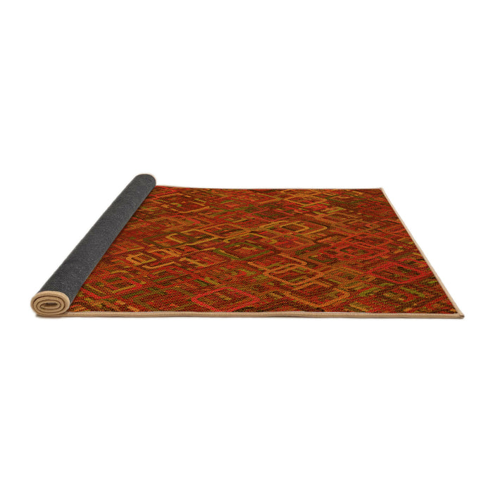 Thickness of Patterned Orange Red Orange Rug, pat2411yw