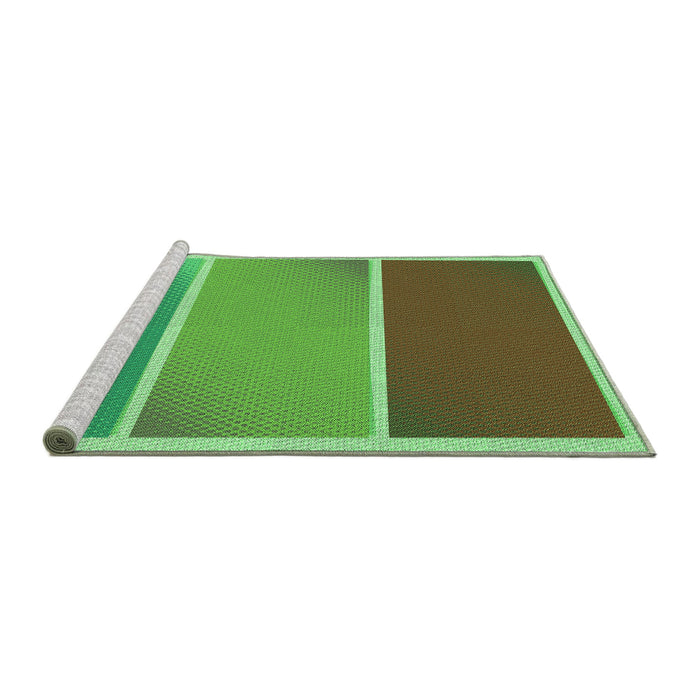 Sideview of Machine Washable Transitional Seaweed Green Rug, wshpat2412grn